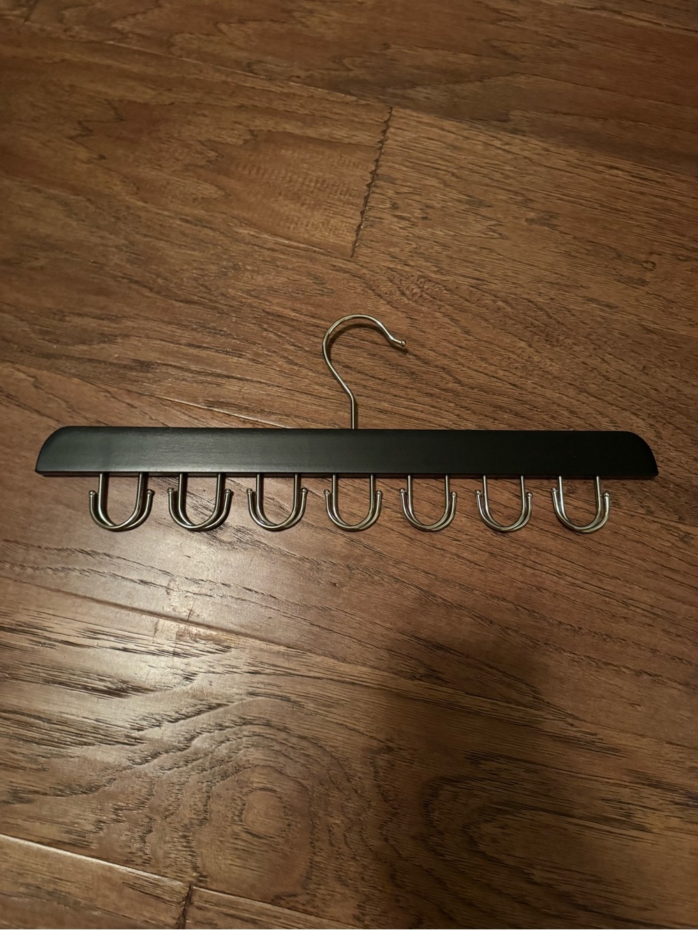 Multi-Slot Tie or Scarf Hanger in Black with Silver Hooks